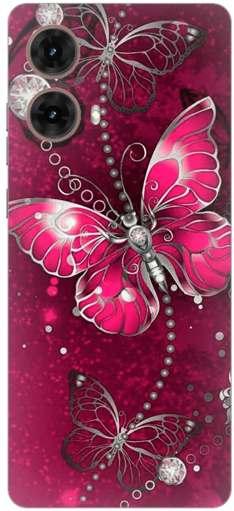 Butterfly Fuchsia Silicone Case Θήκη για Motorola Moto G85 5G