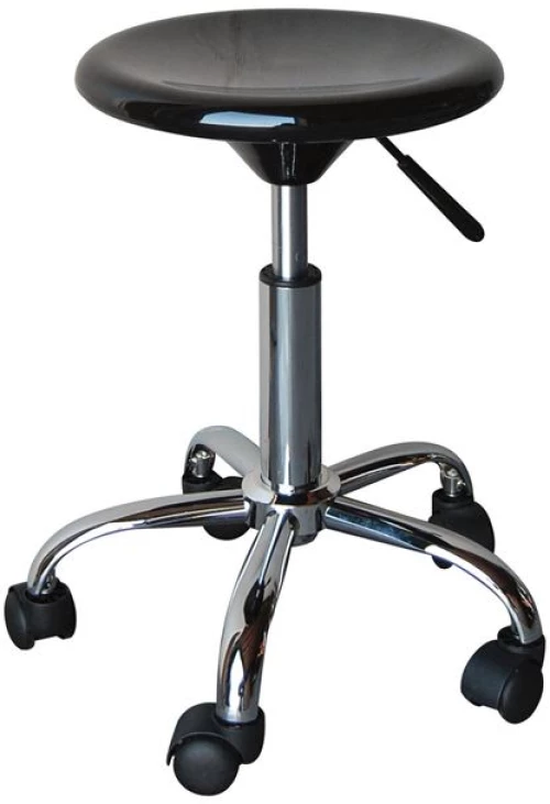 Σκαμπό, Βάση Χρώμιο, ABS Μαύρο, Ρυθμιζόμενο Ύψος, Περιστρεφόμενο, Τροχήλατο GLORY Woodwell D32 H45/57εκ 6563ΕΜ408