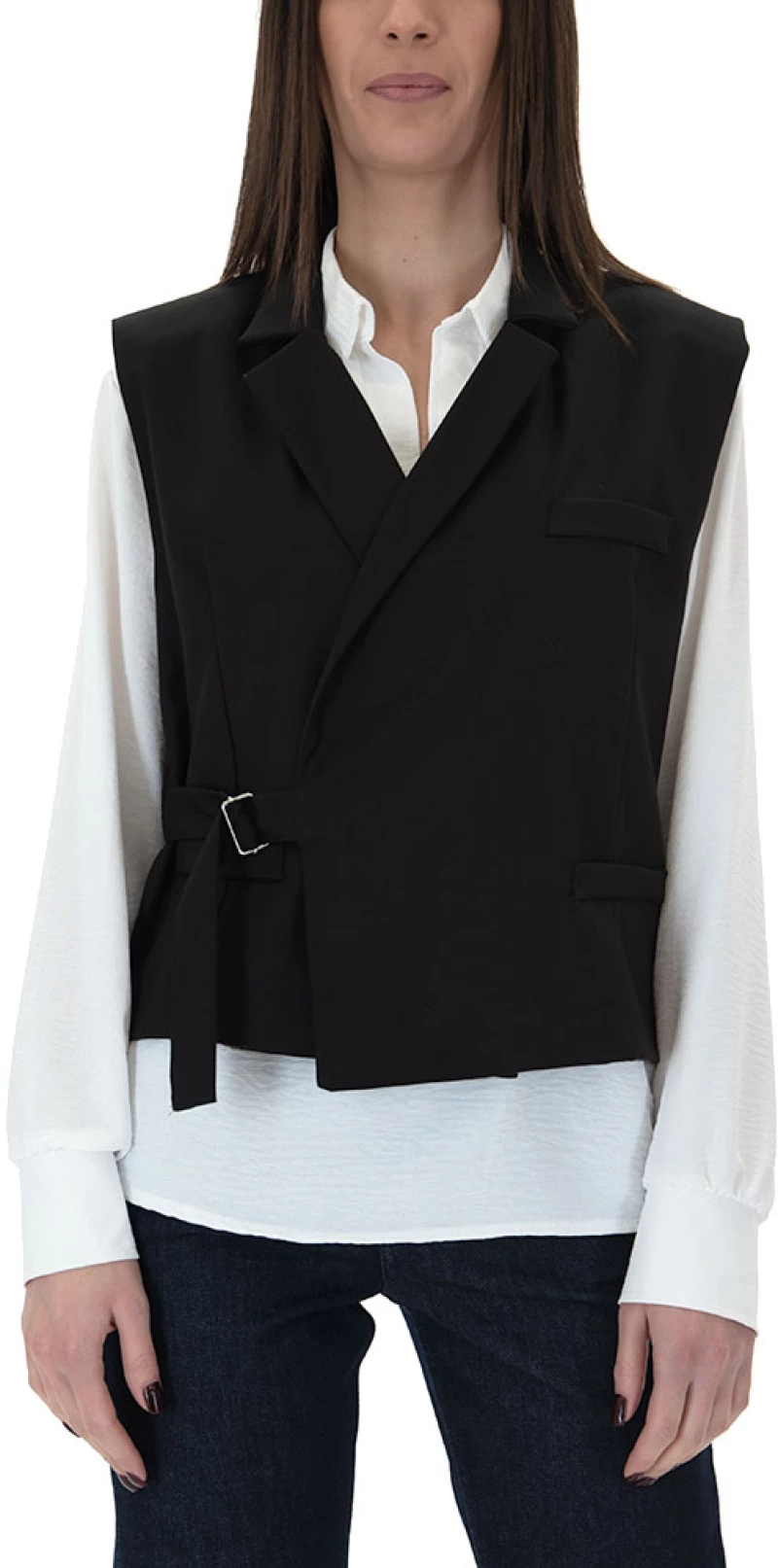 MATCHBOX VEST WOMEN MATCHBOX ΜΑΥΡΟ- ΜΠΕΖ (MTCHBX-9627-BLACK-BEIGE)