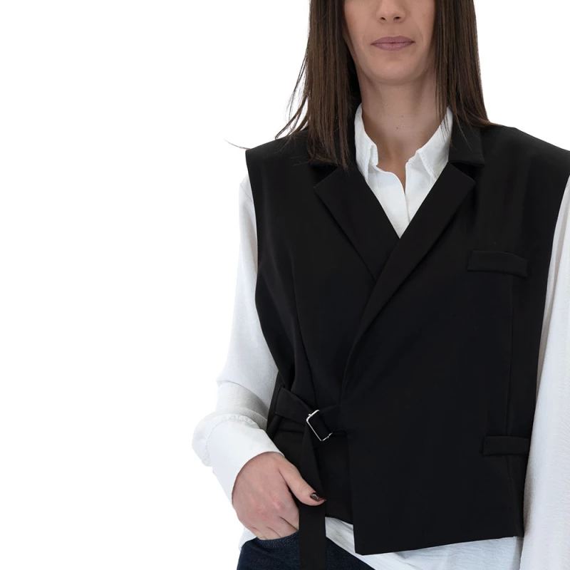 MATCHBOX VEST WOMEN MATCHBOX ΜΑΥΡΟ- ΜΠΕΖ (MTCHBX-9627-BLACK-BEIGE)