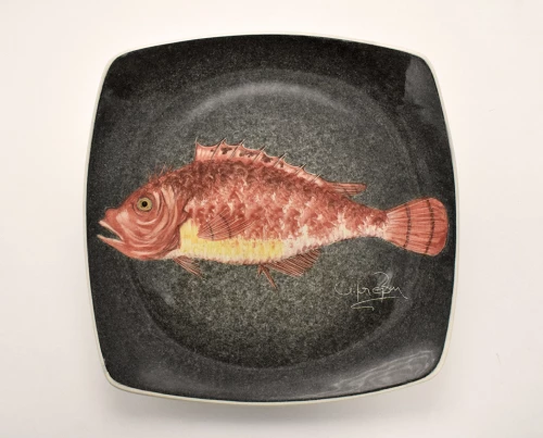 Πιάτο Τετράγωνο Κεραμικό Χειροποίητο Σκορπίνα Μαύρο - 25cm