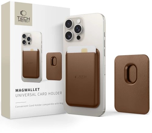 TECH-PROTECT MAGWALLET MAGSAFE UNIVERSAL MAGNETIC CARD HOLDER BROWN