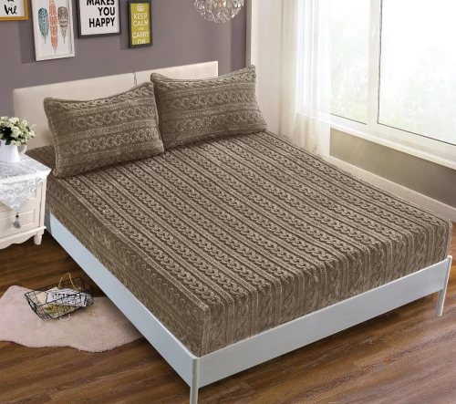 Σεντόνι fleece braid (100cm x 200cm ) καφέ - -