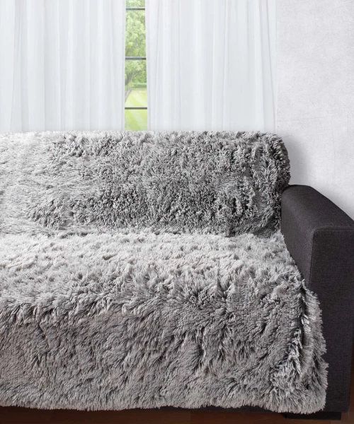 Διακοσμητικό μαλλιαρό ριχτάρι 5336 (145cm x 195cm) δίχρωμο/μαύρη βάση - -