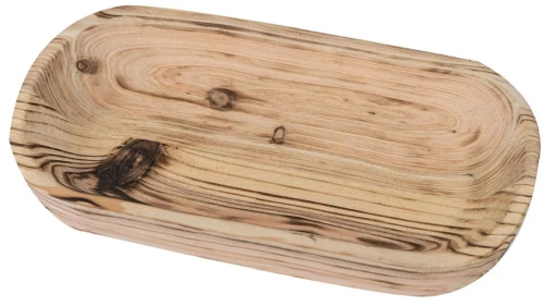 Πιατέλα σερβ.paulownia burned/οβάλ φυσικό 45Χ20Χ5cm