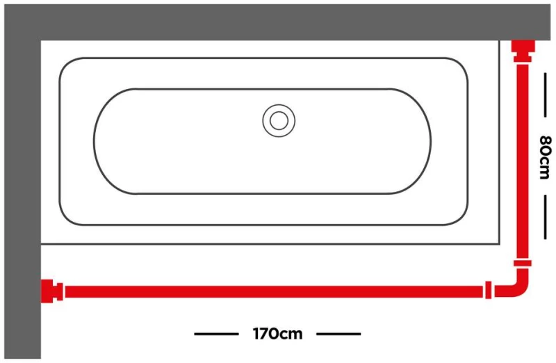 170x80 Ø 28 mm mat aluminum βραχίονας μπάνιου γωνιακός Sealskin