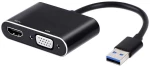 Adapter DeTech, USB 3.0 – HDMI+VGA, Gray - 17843