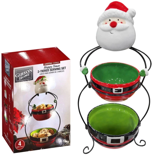 Σετ Άγιος Βασίλης με 2 μπωλ σε μεταλλική βάση 50x26cm Xmasfest 1133861