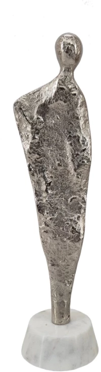 Artekko Figurine Διακοσμητικό Επιτραπέζιο Γλυπτό με Φιγούρα Μέταλλο Μάρμαρο Ασημί (8.9x7.6x30.5)cm Artekko 86848-DS