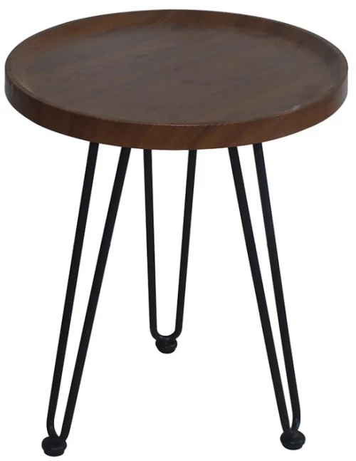 WOODWELL ΕΜ965,2MATRIX Τραπεζάκι Σαλονιού Καθιστικού, Μέταλλο Βαφή Μαύρο, Ξύλο Καρυδί Φ70xH.52cm ΕΜ965,2