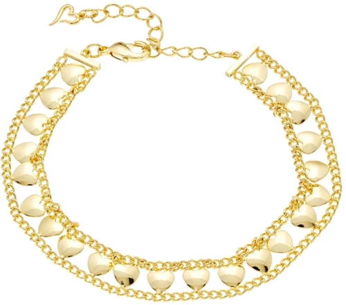 Loisir βραχιόλι Femininity μεταλλικό επίχρυσο με καρδιές και κρικάκια 02L15-01767