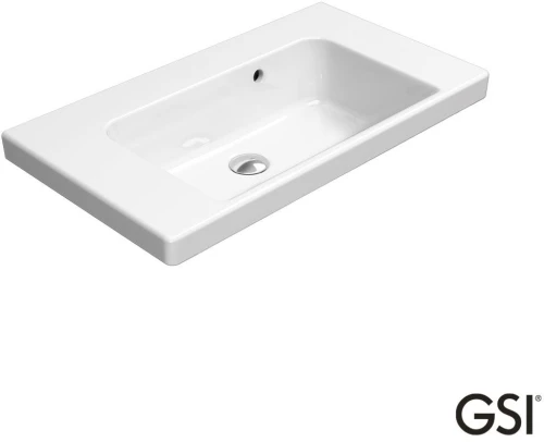 GSI Norm Κρεμαστός / Ένθετος Νιπτήρας Πορσελάνης Χωρίς Οπή Μπαταρίας 70x40εκ White
