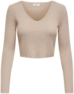 Πουλόβερ crop top "Glitter" μπεζ