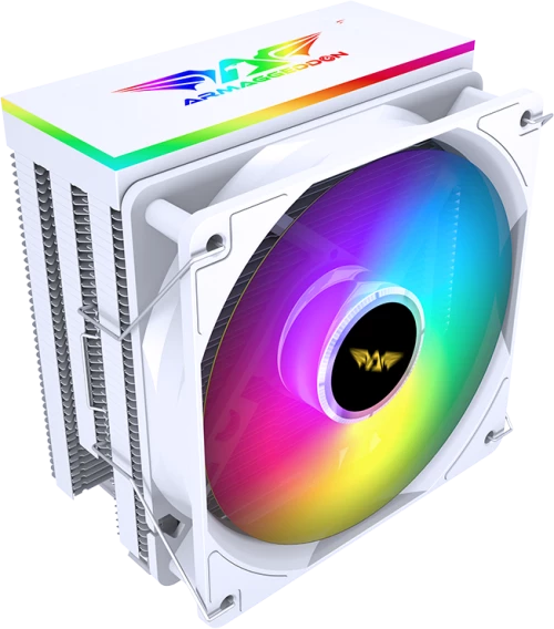 ARMAGGEDDON ARGB SILENT 12CM CPU COOLING FAN 6 HEAT PIPES WHITE