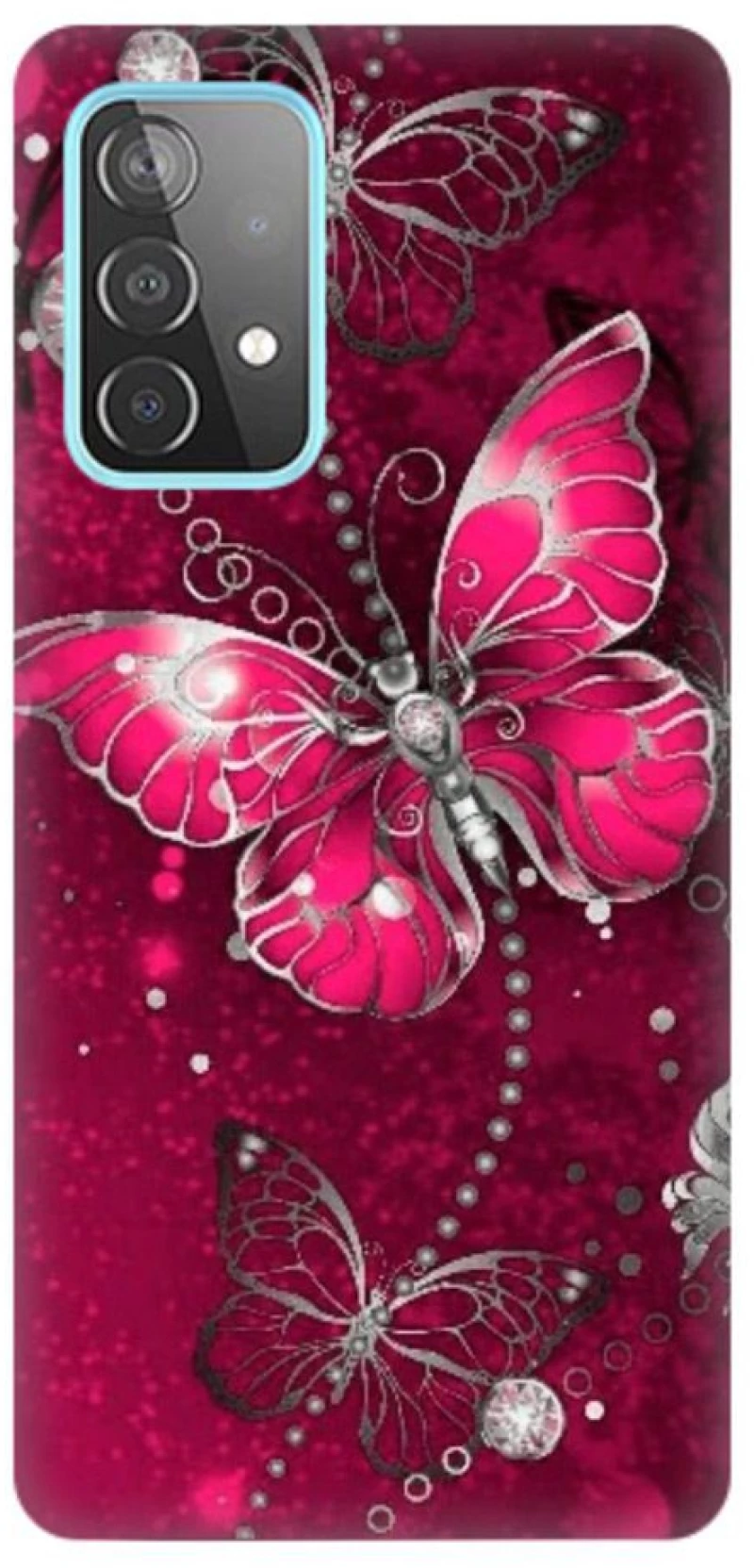 Butterfly Silicone case Θήκη για Samsung Galaxy A52s / A52 5G / A52 4G fuchsia