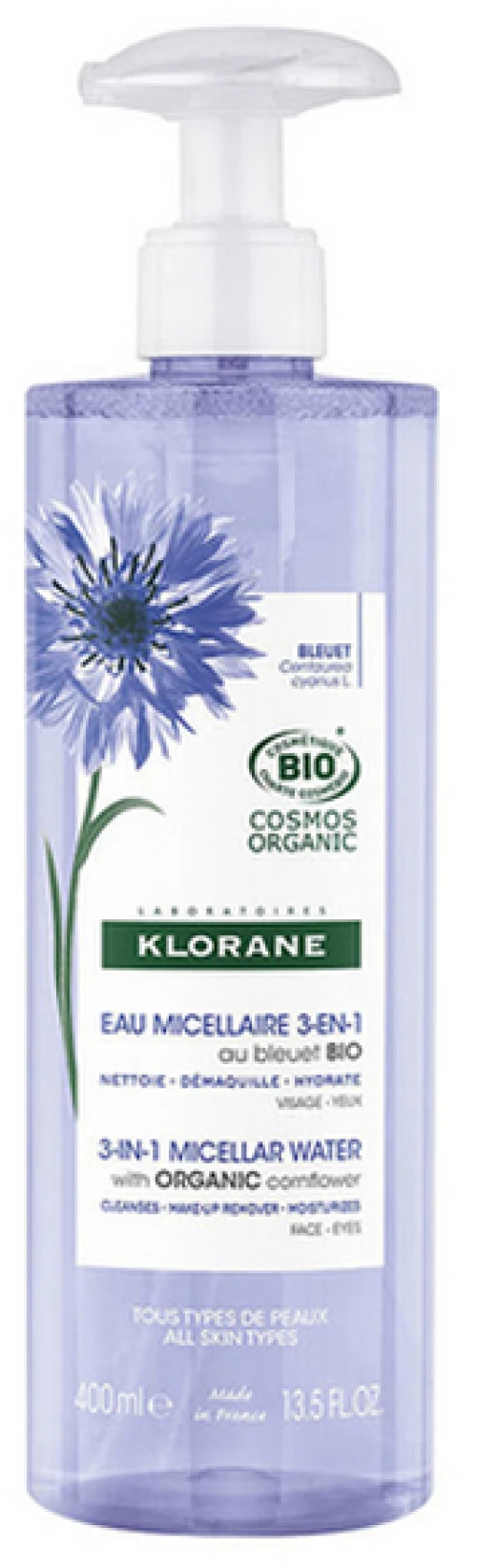Klorane Cornflower Bio Makeup Remover Micellar Water 400ml