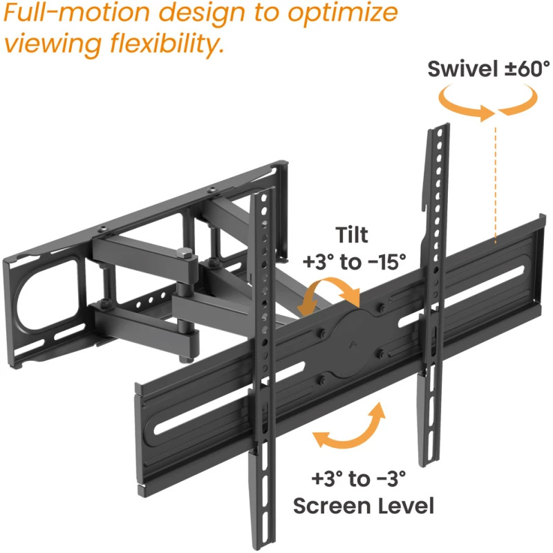 POWERTECH επιτοίχια βάση PT-1389 για τηλεόραση 37-80", full motion, 40kg