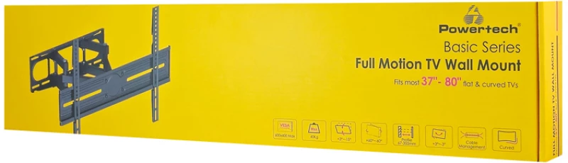 POWERTECH επιτοίχια βάση PT-1389 για τηλεόραση 37-80", full motion, 40kg