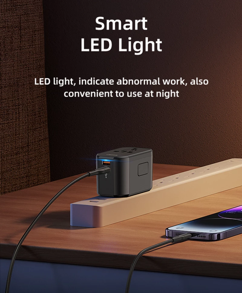 USAMS φορτιστής/αντάπτορας πρίζας US-CC179, USB-C & 2x USB, universal, 20W, μαύρος