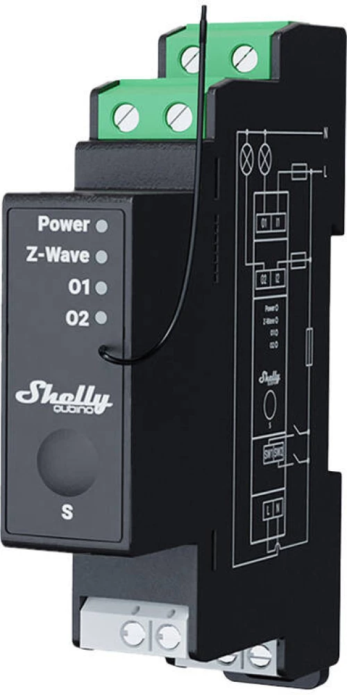 2-channel DIN rail relay with energy measurement Shelly Qubino Pro 2PM