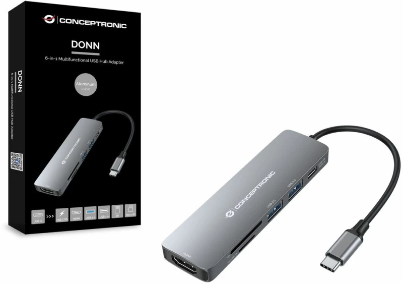 USB Hub Conceptronic DONN11G Γκρι