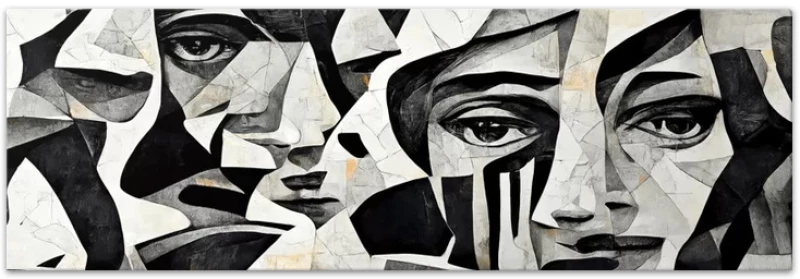 Πίνακας σε καμβά "Abstract Marble Faces" Megapap ψηφιακής εκτύπωσης 150x50x3εκ.