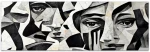 Πίνακας σε καμβά "Abstract Marble Faces" Megapap ψηφιακής εκτύπωσης 150x50x3εκ.