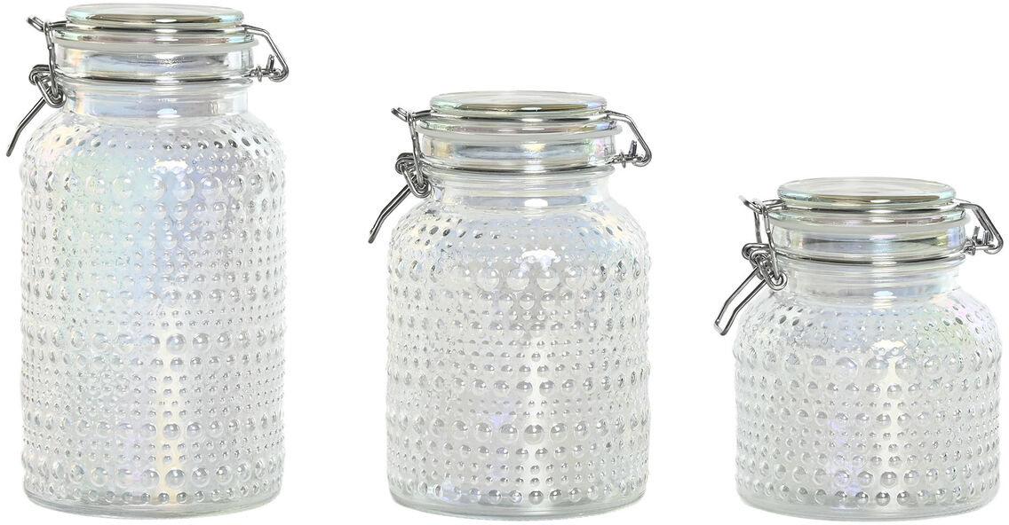 Σετ 3 Δοχεία Home ESPRIT Διαφανές Μέταλλο Κρυστάλλινο 1,2 L 3 Τεμάχια