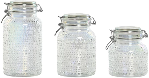 Σετ 3 Δοχεία Home ESPRIT Διαφανές Μέταλλο Κρυστάλλινο 1,2 L 3 Τεμάχια