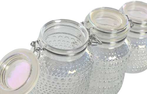 Σετ 3 Δοχεία Home ESPRIT Διαφανές Μέταλλο Κρυστάλλινο 1,2 L 3 Τεμάχια