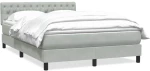 vidaXL Κρεβάτι Boxspring με Στρώμα Ανοιχτό Γκρι 160x210 εκ. Βελούδινο