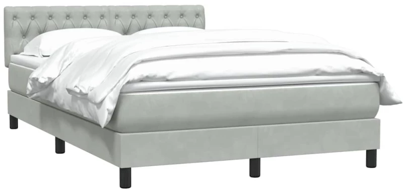 vidaXL Κρεβάτι Boxspring με Στρώμα Ανοιχτό Γκρι 160x210 εκ. Βελούδινο