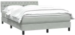 vidaXL Κρεβάτι Boxspring με Στρώμα Ανοιχτό Γκρι 160x210 εκ. Βελούδινο