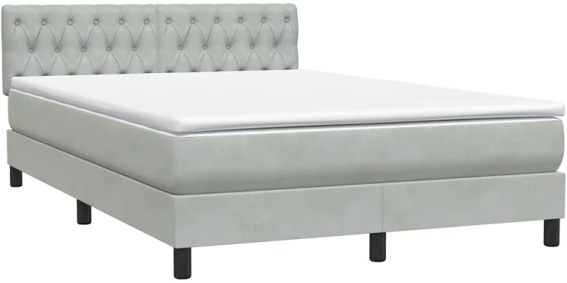 vidaXL Κρεβάτι Boxspring με Στρώμα Ανοιχτό Γκρι 160x210 εκ. Βελούδινο