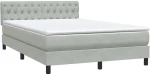 vidaXL Κρεβάτι Boxspring με Στρώμα Ανοιχτό Γκρι 160x210 εκ. Βελούδινο