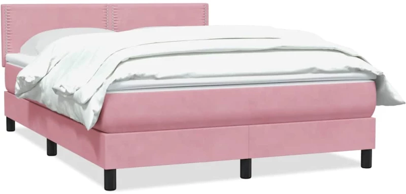 vidaXL Κρεβάτι Boxspring με Στρώμα Ροζ 160x210 εκ. Βελούδινο