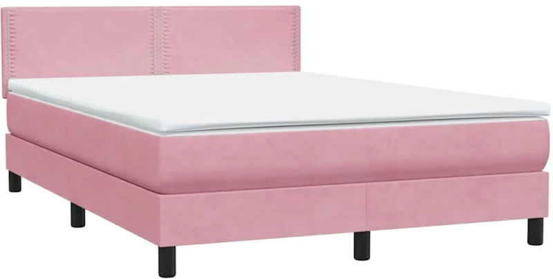 vidaXL Κρεβάτι Boxspring με Στρώμα Ροζ 160x210 εκ. Βελούδινο
