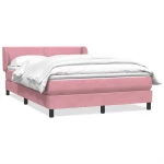 vidaXL Box Spring κρεβάτι με στρώμα ροζ 160x220 cm Βελούδινο