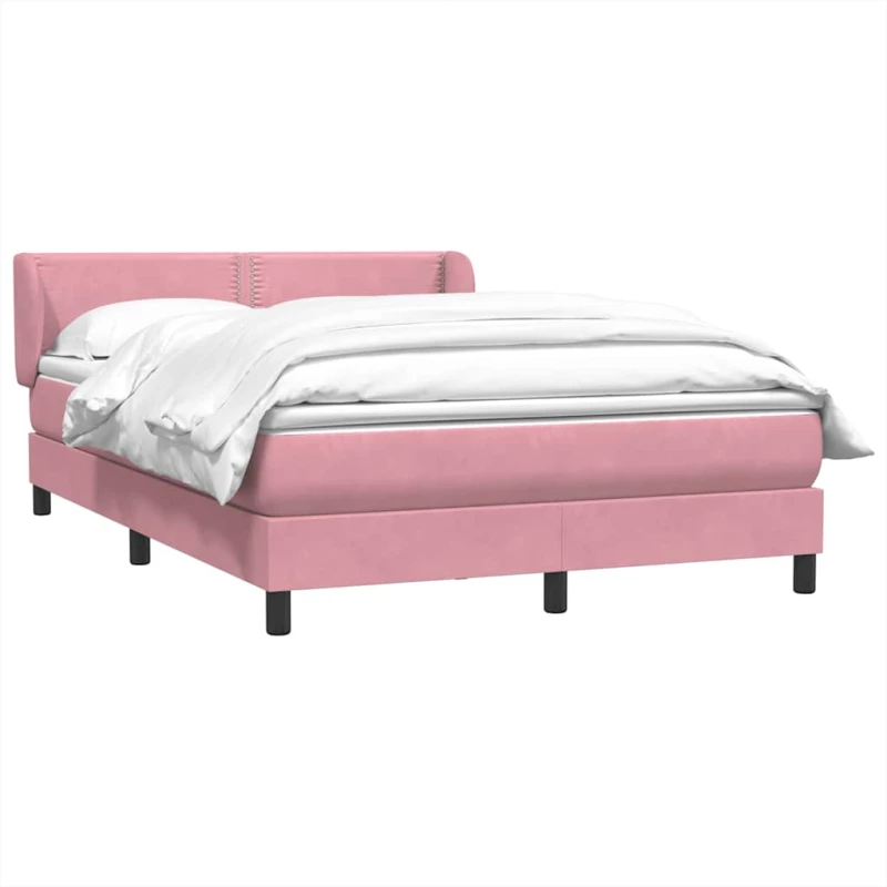 vidaXL Box Spring κρεβάτι με στρώμα ροζ 160x220 cm Βελούδινο