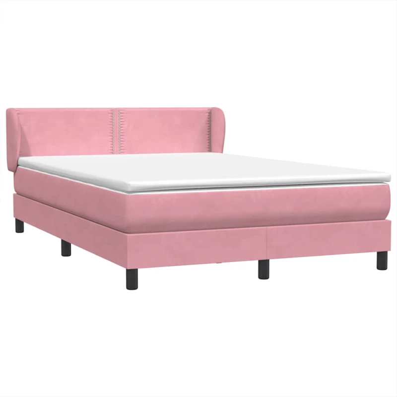 vidaXL Box Spring κρεβάτι με στρώμα ροζ 160x220 cm Βελούδινο