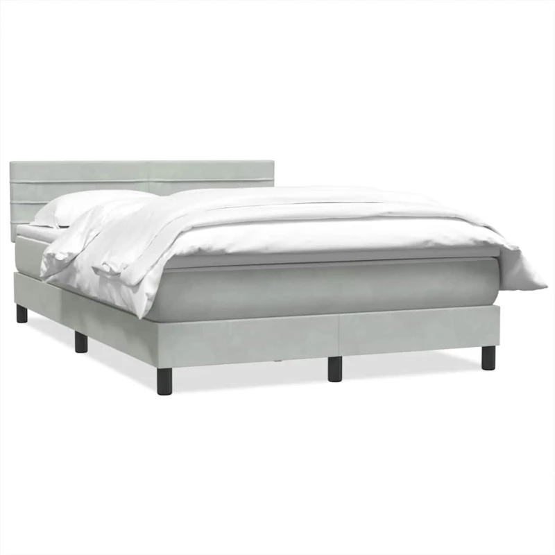 vidaXL Κρεβάτι Boxspring με Στρώμα Ανοιχτό Γκρι 160x220 εκ. Βελούδινο