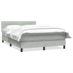 vidaXL Κρεβάτι Boxspring με Στρώμα Ανοιχτό Γκρι 160x220 εκ. Βελούδινο
