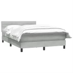 vidaXL Κρεβάτι Boxspring με Στρώμα Ανοιχτό Γκρι 160x220 εκ. Βελούδινο