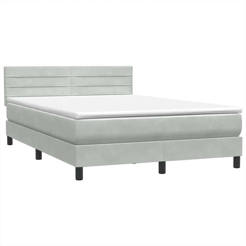 vidaXL Κρεβάτι Boxspring με Στρώμα Ανοιχτό Γκρι 160x220 εκ. Βελούδινο