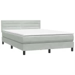 vidaXL Κρεβάτι Boxspring με Στρώμα Ανοιχτό Γκρι 160x220 εκ. Βελούδινο