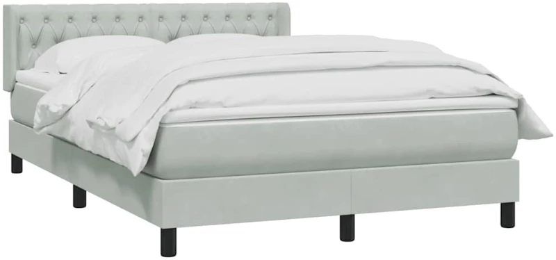 vidaXL Κρεβάτι Boxspring με Στρώμα Ανοιχτό Γκρι 160x210 εκ. Βελούδινο