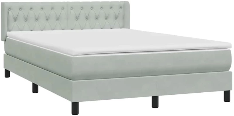 vidaXL Κρεβάτι Boxspring με Στρώμα Ανοιχτό Γκρι 160x210 εκ. Βελούδινο