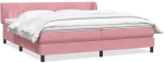 vidaXL Box Spring κρεβάτι με στρώματα ροζ 180x210 cm Βελούδινο