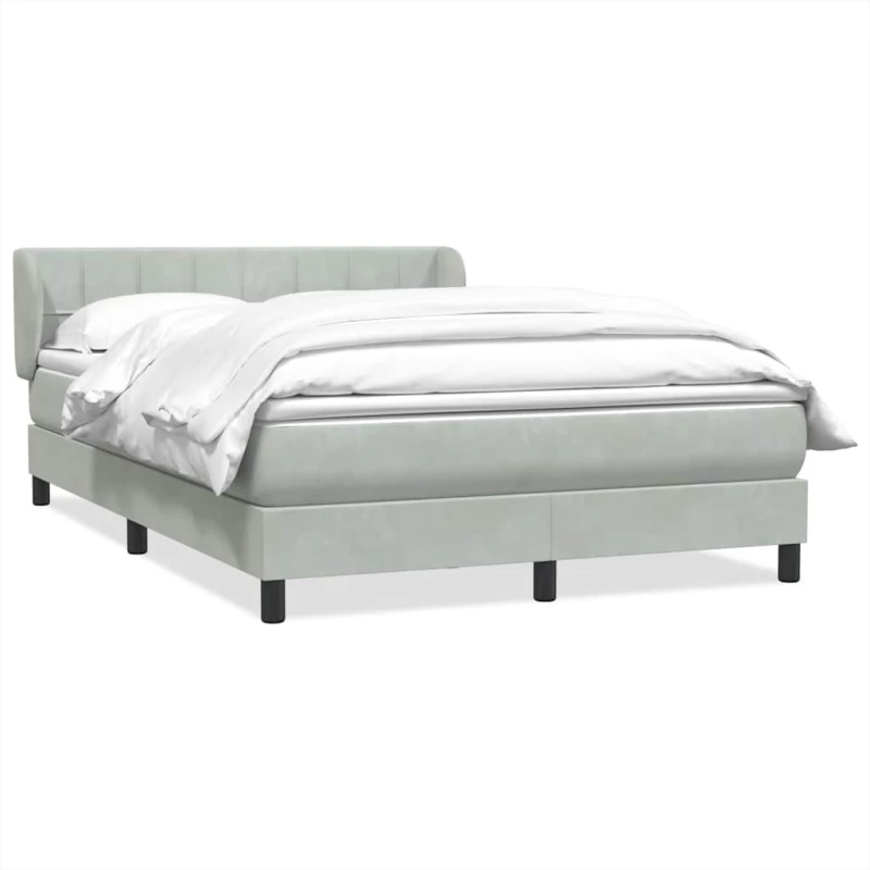 vidaXL Κρεβάτι Boxspring με Στρώμα Ανοιχτό Γκρι 160x210 εκ. Βελούδινο