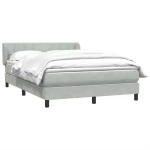 vidaXL Κρεβάτι Boxspring με Στρώμα Ανοιχτό Γκρι 160x210 εκ. Βελούδινο